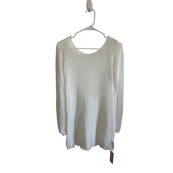 Micas Women's Large Backless See Through Long Sleeve Knitted White Cover Up - Picture 6 of 9